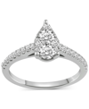 Macy's Diamond Pear-shaped Cluster Engagement Ring (3/4 Ct. T.w.) In 14k White Gold In White Gold