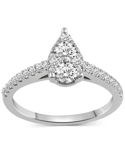 Macy's Diamond Pear-shaped Cluster Engagement Ring (3/4 Ct. T.w.) In 14k White Gold
