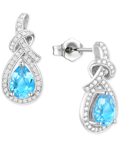 Macy's Amethyst (1-1/4 Ct. T.w.) & Lab-grown White Sapphire (1/3 Ct. T.w.) Swirl Drop Earrings In 14k Gold- In Blue Topaz