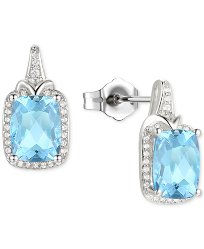 Macy's Amethyst (2-1/6 Ct. T.w.) & Lab-grown White Sapphire (1/4 Ct. T.w.) Halo Stud Earrings In 14k Gold-p In Blue Topaz