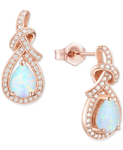 Macy's Amethyst (1-1/4 Ct. T.w.) & Lab-grown White Sapphire (1/3 Ct. T.w.) Swirl Drop Earrings In 14k Gold- In Opal