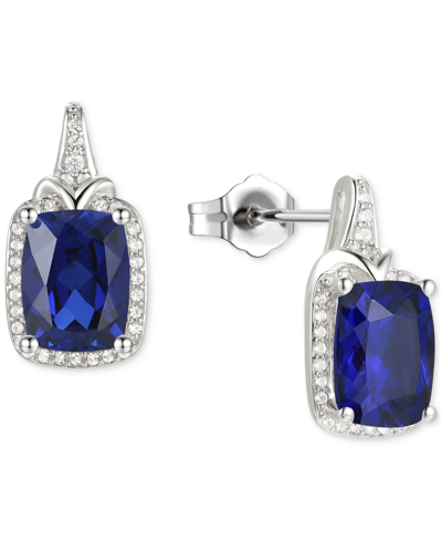 Macy's Amethyst (2-1/6 Ct. T.w.) & Lab-grown White Sapphire (1/4 Ct. T.w.) Halo Stud Earrings In 14k Gold-p
