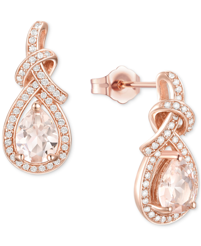 Macy's Amethyst (1-1/4 Ct. T.w.) & Lab-grown White Sapphire (1/3 Ct. T.w.) Swirl Drop Earrings In 14k Gold- In Morganite