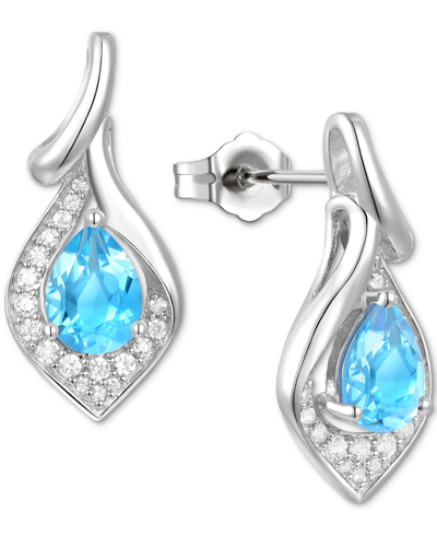 Macy's Amethyst (1-1/4 Ct. T.w.) & Lab-grown White Sapphire (1/4 Ct. T.w.) Drop Earrings In 14k Gold-plated In Blue Topaz