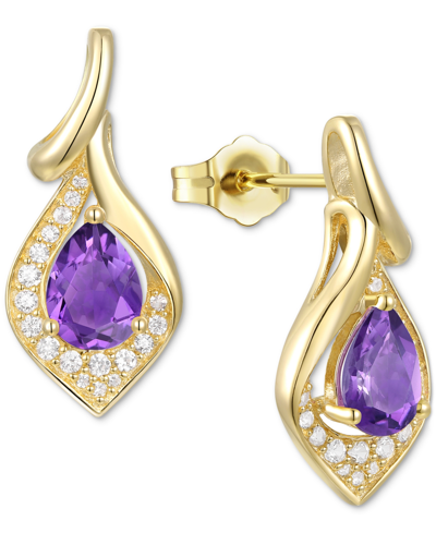 Macy's Amethyst (1-1/4 Ct. T.w.) & Lab-grown White Sapphire (1/4 Ct. T.w.) Drop Earrings In 14k Gold-plated