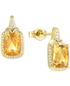 Macy's Amethyst (2-1/6 Ct. T.w.) & Lab-grown White Sapphire (1/4 Ct. T.w.) Halo Stud Earrings In 14k Gold-p In Citrine