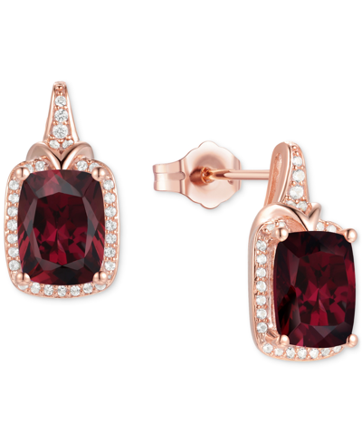 Macy's Amethyst (2-1/6 Ct. T.w.) & Lab-grown White Sapphire (1/4 Ct. T.w.) Halo Stud Earrings In 14k Gold-p In Garnet