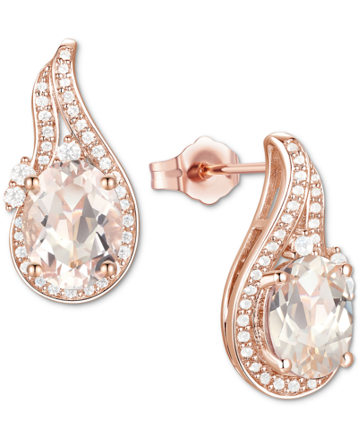 Macy's Amethyst (2-1/20 Ct. T.w.) & Lab-grown White Sapphire (3/8 Ct. T.w.) Swirl Stud Earrings In 14k Gold In Morganite