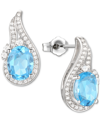 Macy's Amethyst (2-1/20 Ct. T.w.) & Lab-grown White Sapphire (3/8 Ct. T.w.) Swirl Stud Earrings In 14k Gold In Blue Topaz