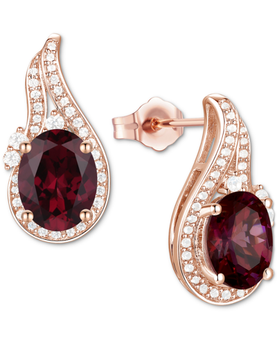 Macy's Amethyst (2-1/20 Ct. T.w.) & Lab-grown White Sapphire (3/8 Ct. T.w.) Swirl Stud Earrings In 14k Gold In Garnet
