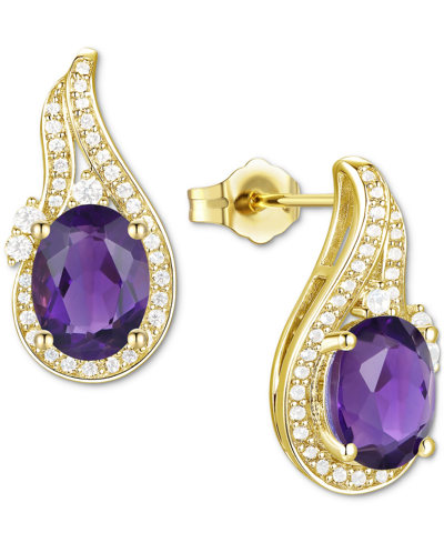 Macy's Amethyst (2-1/20 Ct. T.w.) & Lab-grown White Sapphire (3/8 Ct. T.w.) Swirl Stud Earrings In 14k Gold