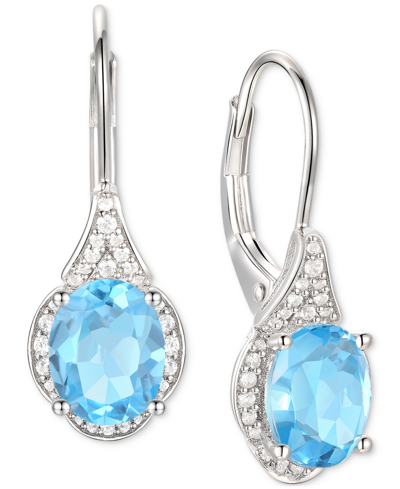 Macy's Amethyst (2 Ct. T.w.) & Lab-grown White Sapphire (1/5 Ct. T.w.) Drop Earrings In 14k Gold-plated Ste In Blue Topaz