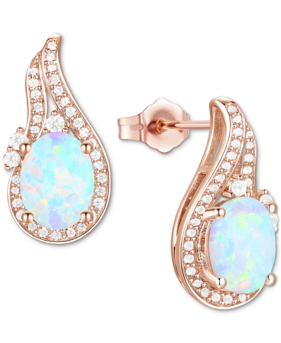 Macy's Amethyst (2-1/20 Ct. T.w.) & Lab-grown White Sapphire (3/8 Ct. T.w.) Swirl Stud Earrings In 14k Gold In Opal