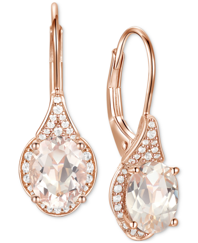 Macy's Amethyst (2 Ct. T.w.) & Lab-grown White Sapphire (1/5 Ct. T.w.) Drop Earrings In 14k Gold-plated Ste In Morganite