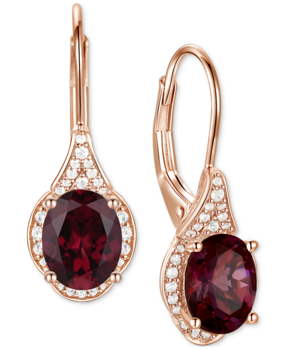 Macy's Amethyst (2 Ct. T.w.) & Lab-grown White Sapphire (1/5 Ct. T.w.) Drop Earrings In 14k Gold-plated Ste In Garnet