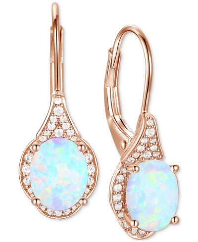 Macy's Amethyst (2 Ct. T.w.) & Lab-grown White Sapphire (1/5 Ct. T.w.) Drop Earrings In 14k Gold-plated Ste In Opal