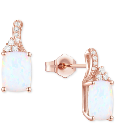 Macy's Amethyst (1-5/8 Ct. T.w.) & Lab-grown White Sapphire (1/10 Ct. T.w.) Stud Earrings In 14k Gold-plate In Opal