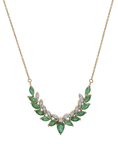 Macy's Emerald (2-1/3 Ct. T.w.) & Diamond (1/6 Ct. T.w.) Fancy 17" Collar Necklace In 14k Gold