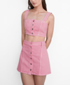 Mango Women's Buttons Detail Denim Mini Skirt In Bubblegum Pink