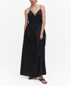 Mango Smocked Cotton Maxi Dress In Black
