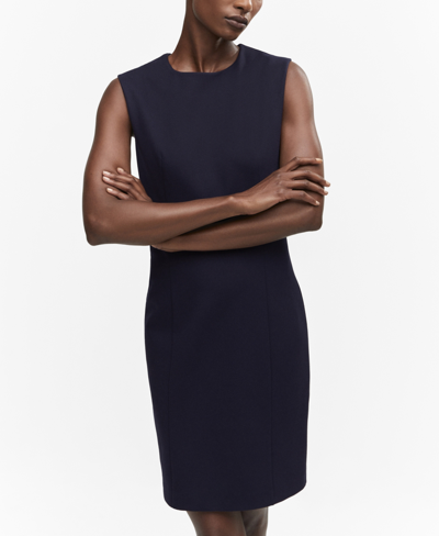 Mango Short Sleeveless Dress Dark Navy