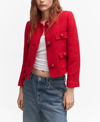 Mango Pocket Tweed Jacket Red In Red