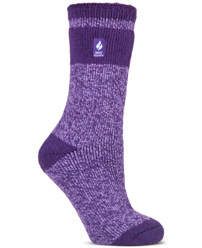 Heat Holders Women's Snowdrop Block Twist Crew Socks In Purple