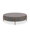 Furniture Chameau 42" Iron Round Coffee Table In Camel Bone In Resin