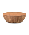 Furniture Eske 35.5" Acacia Wood Round Storage Coffee Table In Solid Acacia Wood