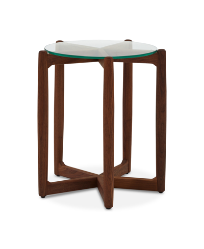 Furniture Hetta 19.69" Walnut Round Side Table In Solid Walnut