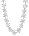 ARABELLA CUBIC ZIRCONIA FLOWER CLUSTER 18" COLLAR NECKLACE IN STERLING SILVER