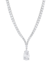 Arabella Cubic Zirconia Pear & Round 18" Fancy Pendant Necklace In Sterling Silver In Sterling Silver