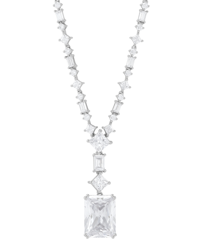 Arabella Cubic Zirconia Multi-cut Fancy 18" Pendant Necklace In Sterling Silver