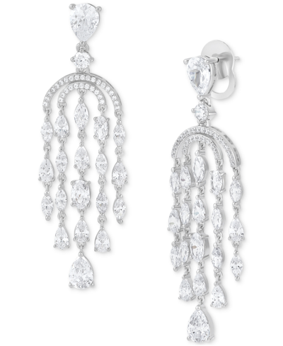 Arabella Cubic Zirconia Chandelier Drop Earrings In Sterling Silver