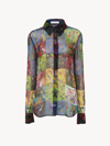 CHLOÉ CLASSIC SLIM BLOUSE MULTICOLOR SIZE 4 100% SILK, PINCTADA MAXIMA, FARMED, COO AUSTRALIA