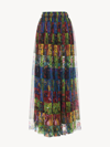 Chloé Multicolor Pleated Silk Maxi Skirt In Multicolor