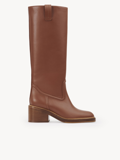 Chloé Mallo High Boot Orange Size 5.5 100% Bovine Leather