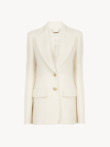 Chloé Armoured Silk Wool Single-breasted Blazer Jacket In White