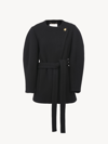 CHLOÉ MANTEAU PORTEFEUILLE COURT FEMME NOIR TAILLE 38 80% LAINE VIERGE, 20% POLYAMIDE, HORN BUBALUS BUBALI