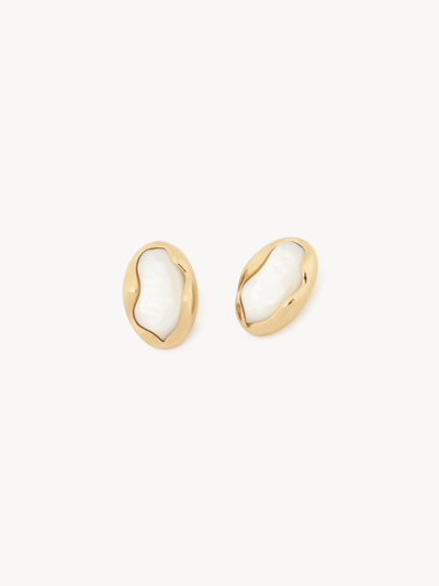 Chloé Sybil Clip-on Earrings White Size Onesize 100% Brass, Pinctada Maxima, Farmed, Coo Australia