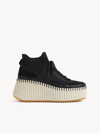 CHLOÉ BASKETS COMPENSÉES NAMA FEMME NOIR TAILLE 42 100% CUIR DE VEAU, POLYESTER, POLYURÉTHANE THERMOPLASTI