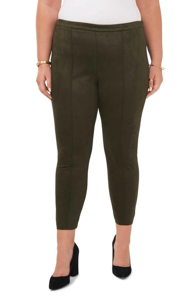 Vince Camuto Plus Womens Faux Suede Stretch Leggings In Pine Forest