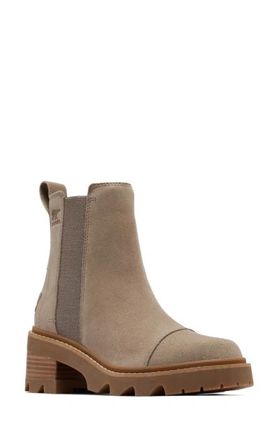 Sorel Joan Now Waterproof Chelsea Boot In Omega Taupe/gum