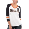 G-iii 4her By Carl Banks Women's  White, Black Martin Truex Jr Top Team V-neck 3/4 Sleeve T-shirt In White