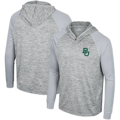 Colosseum Gray Baylor Bears Cybernetic Raglan Quarter-zip Hooded Top