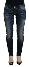 Acht Blue Washed Cotton Slim Fit Women Denim Jeans In Blue