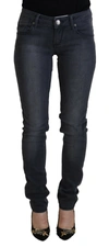 Acht Gray Cotton Skinny Low Waist Women Casual Denim Jeans In Gray