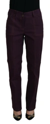 Bencivenga Purple Cotton Mid Waist Women Tapered Pants In Purple