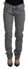 Care Label Gray Washed Cotton Skinny Women Casual Denim Jeans In Gray