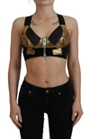 Dolce & Gabbana Black Gold Sleeveless Cropped Bustier Top In Gold Black